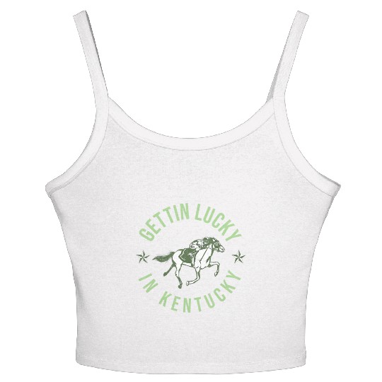Funny Derby Vintage Getting Lucky In Kentucky Hor Women's Spaghetti Strap Tank Top