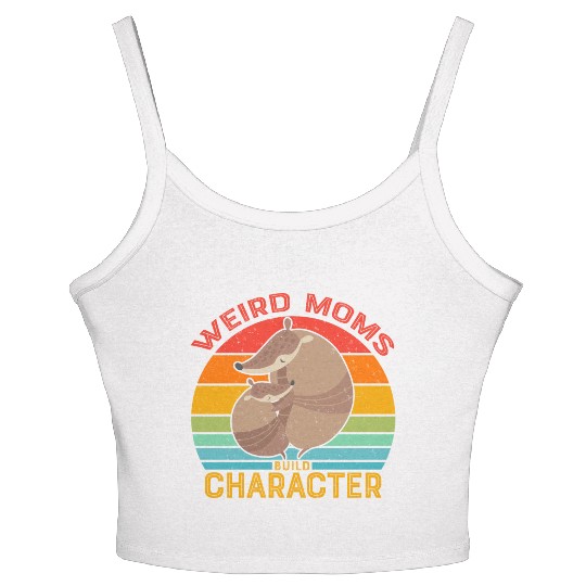 Vintage Weird Moms Build Character Armadillo Women's Spaghetti Strap Tank Top