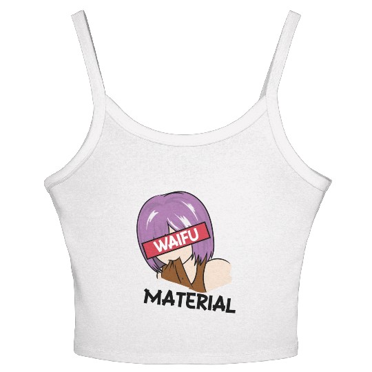Anime Waifu Material Manga Eyes Japanese Women's Spaghetti Strap Tank Top
