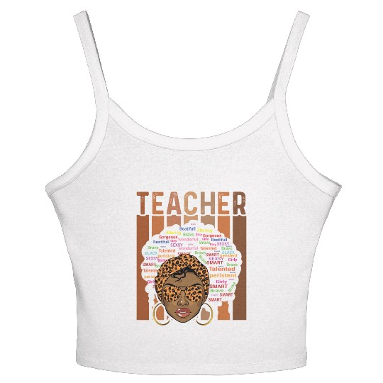 Black Smart Teacher Afro Love Melanin African Women's Spaghetti Strap Tank Top