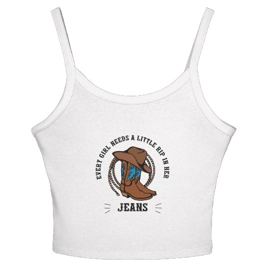 Every Girl Needs A Little Rip In Her Jeans Women's Spaghetti Strap Tank Top