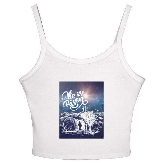 He Is Risen!Jesus,Easter, Bright & Morning Star Women's Spaghetti Strap Tank Top