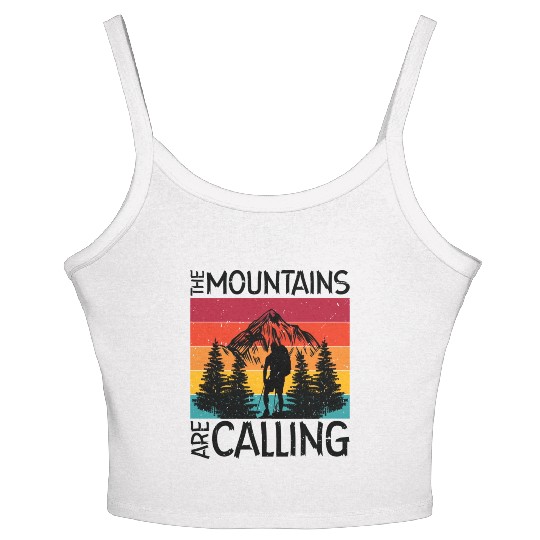 The Mountains Are Calling Outdoor Mountain Hiking Women's Spaghetti Strap Tank Top