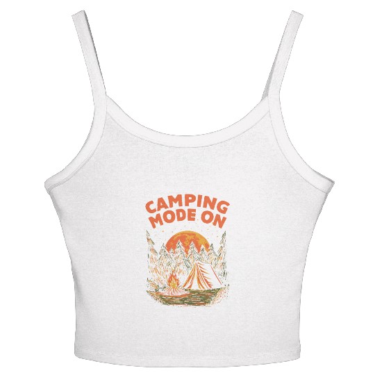 Camping Mode On Wildlife Nature Lover Outdoor Tree Women's Spaghetti Strap Tank Top