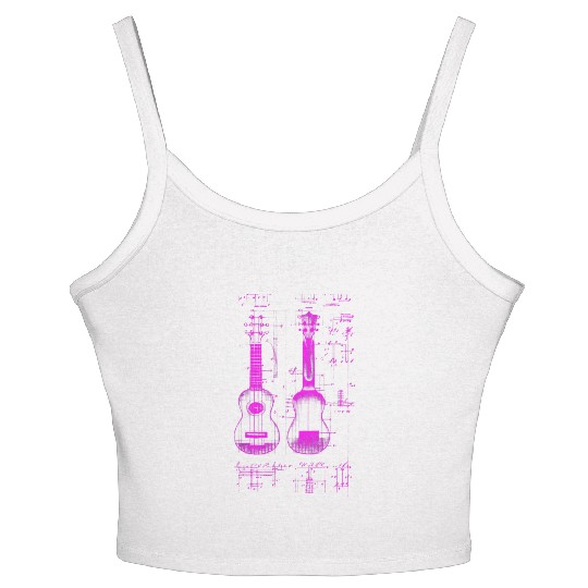 Ukulele Leonardo Da Vinci Sketch Blueprint Women's Spaghetti Strap Tank Top