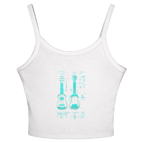 Ukulele Leonardo Da Vinci Sketch Blueprint Women's Spaghetti Strap Tank Top