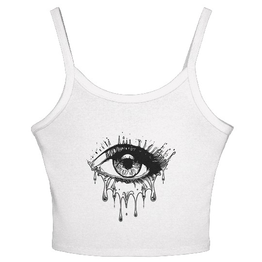 Crying Eye Realistic Tattoo Style Women's Spaghetti Strap Tank Top