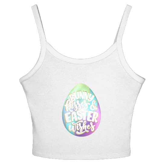 Happy Easter | Bunny Kisses and Easter Wishes | Women's Spaghetti Strap Tank Top