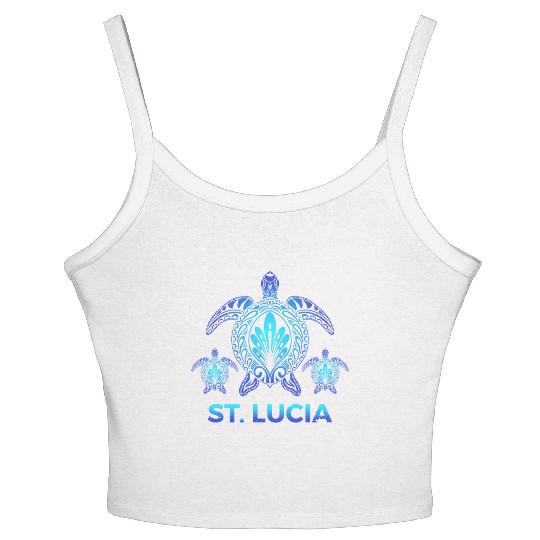 Vintage St. Lucia Ocean Blue Sea Turtle Souvenirs Women's Spaghetti Strap Tank Top