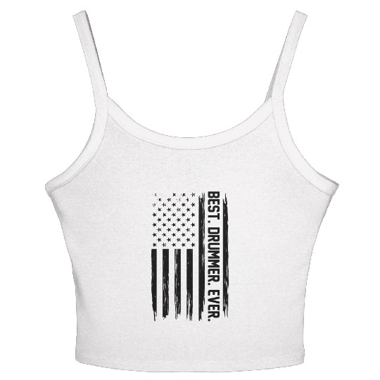 Best Drummer Ever Drum Player US Flag Drummer Women's Spaghetti Strap Tank Top
