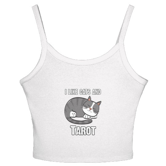I Like Cats And Tarot - Gift For Cat Lovers Women's Spaghetti Strap Tank Top
