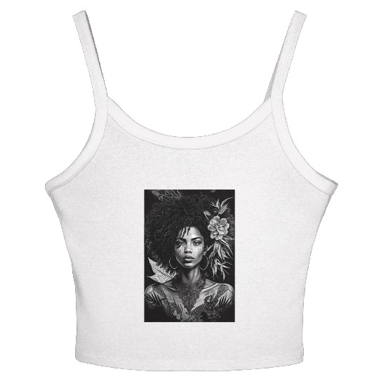 Black-and-White Afrocentric Art Women's Spaghetti Strap Tank Top