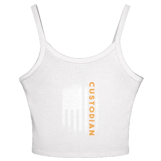 Cleaner Janitor American Flag School Custodian Women's Spaghetti Strap Tank Top