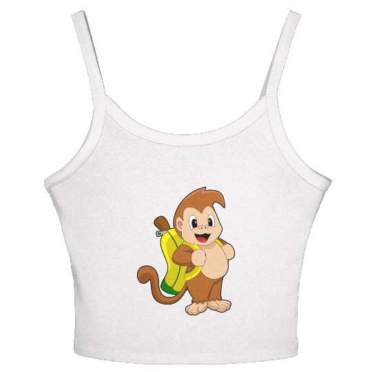 Monkey Banana Backpack Women's Spaghetti Strap Tank Top
