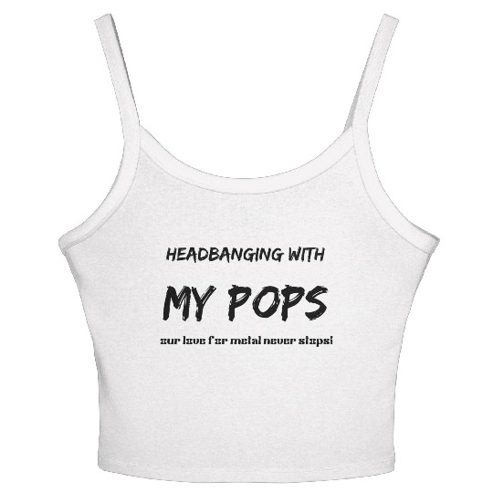 Metallic Generations: Father and Son Headbangers Women's Spaghetti Strap Tank Top