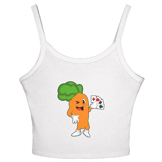 Carrot At Poker With Poker Cards Women's Spaghetti Strap Tank Top