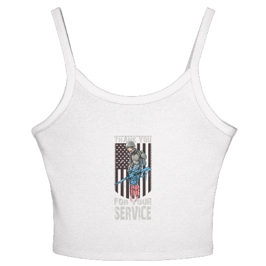 Thank You For Your Service Veteran US Flag Veteran Women's Spaghetti Strap Tank Top