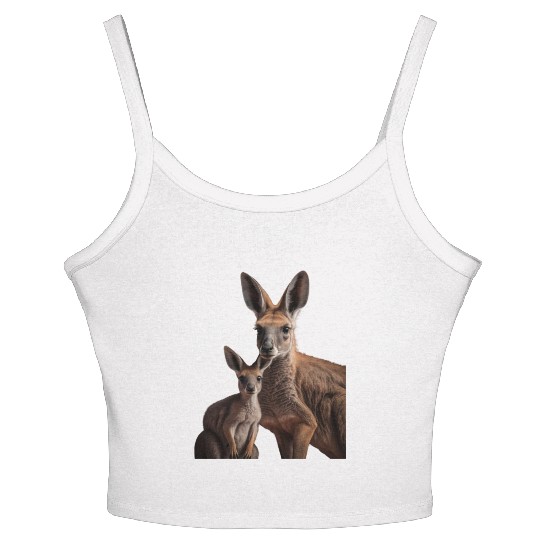Adorable kangaroo mother with her baby wild animal Women's Spaghetti Strap Tank Top