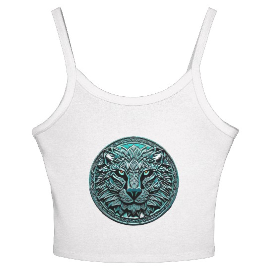 Lion Abstract Ornament Mandala | Lion Design Women's Spaghetti Strap Tank Top