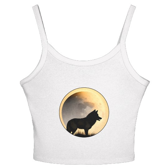 Wolf howling at the moon graphic Women's Spaghetti Strap Tank Top
