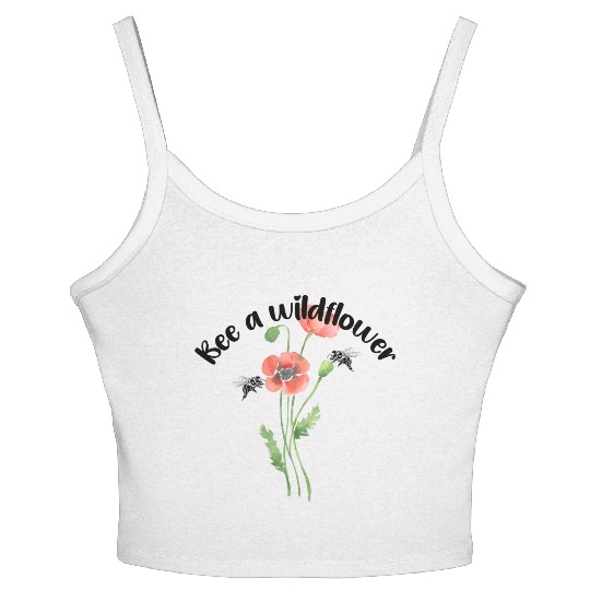 Bee a wildflower, poppies Women's Spaghetti Strap Tank Top