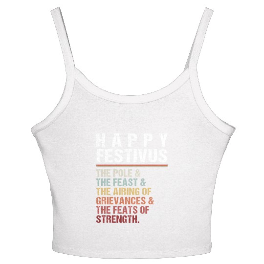 Happy Festivus Christmas Holiday Retro Vintage Women's Spaghetti Strap Tank Top