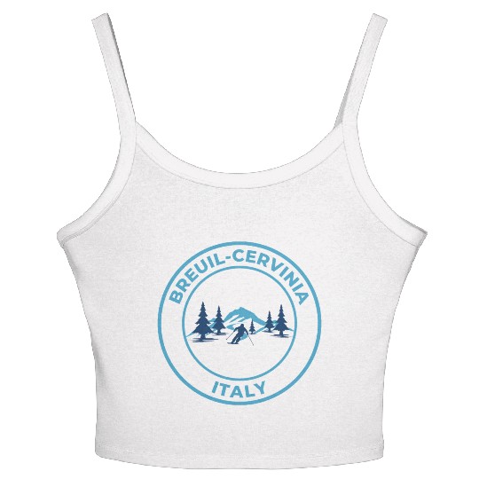 Retro cool Skiing in Breuil Cervinia Italy Blue Women's Spaghetti Strap Tank Top