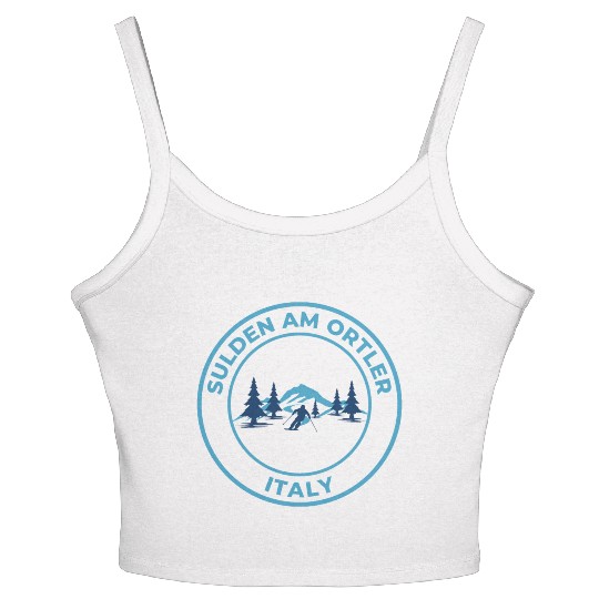 Retro cool Skiing in Sulden Am Ortler Italy Women's Spaghetti Strap Tank Top