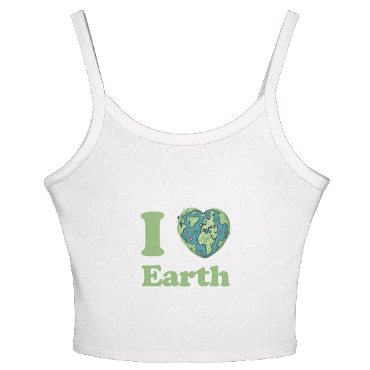 I Love Earth Design. Cute Earth Day Environmental Women's Spaghetti Strap Tank Top