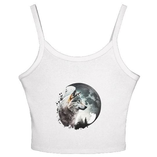 Wolf Moonlight Forest Wild Werewolf Watercolor 1 Women's Spaghetti Strap Tank Top