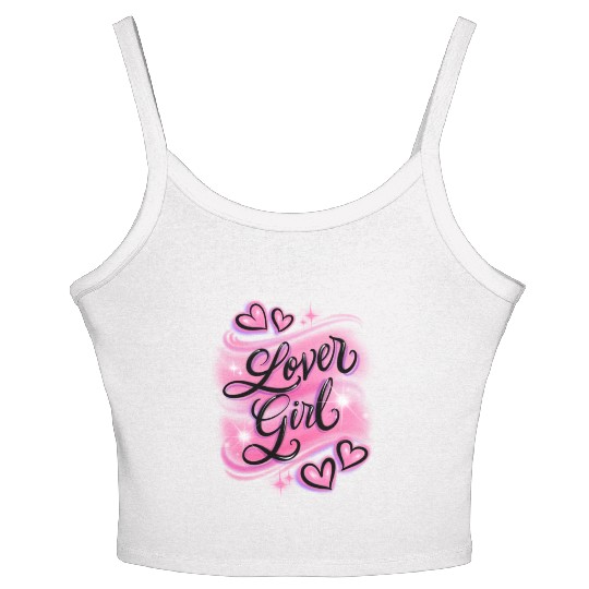 Lover Girl pink airbrush design Women's Spaghetti Strap Tank Top