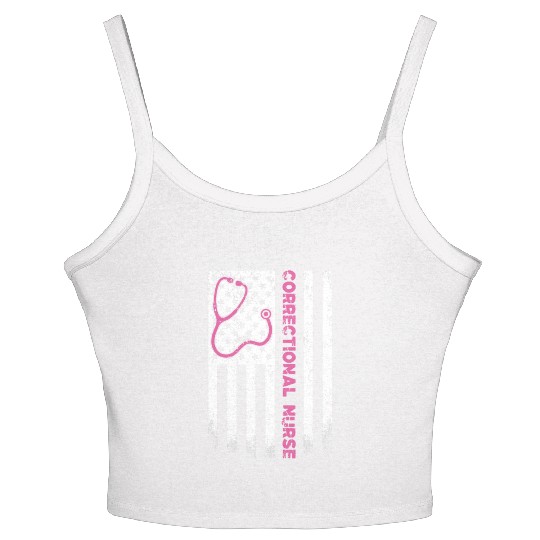 Correctional Nurse American flag US Stethoscope Women's Spaghetti Strap Tank Top