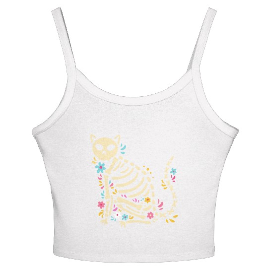 Halloween Cat Skeleton Women's Spaghetti Strap Tank Top