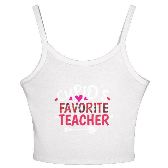 Plaid Cupid Favorite Teacher Valentines Day Women's Spaghetti Strap Tank Top