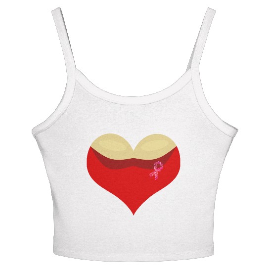 Cancer awareness Boobies love heart Women's Spaghetti Strap Tank Top
