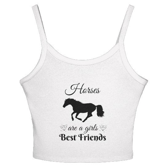 Horses Girls Best Friends Riding Equestrian Women's Spaghetti Strap Tank Top