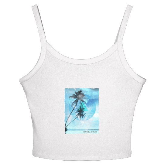 Artistic Santa Cruz California Palm Tree Vacation Women's Spaghetti Strap Tank Top