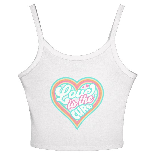 LOVE IS THE CURE (blue) Women's Spaghetti Strap Tank Top