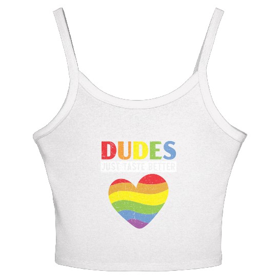 Dudes Just Taste Better Pride Month LGBTQ Gay Women's Spaghetti Strap Tank Top