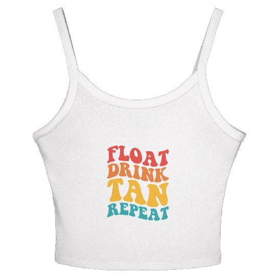 Float Drink Tan Repeat Women's Spaghetti Strap Tank Top