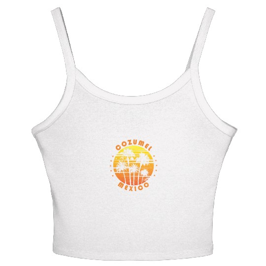 Retro Cozumel Mexico Souvenir Vintage Palm Tree Women's Spaghetti Strap Tank Top