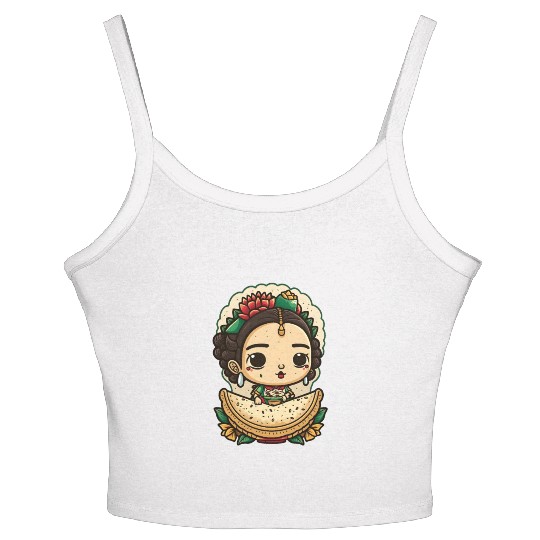 Frida Kahlo & Tacos Cinco De Mayo Mexican Fiesta Women's Spaghetti Strap Tank Top