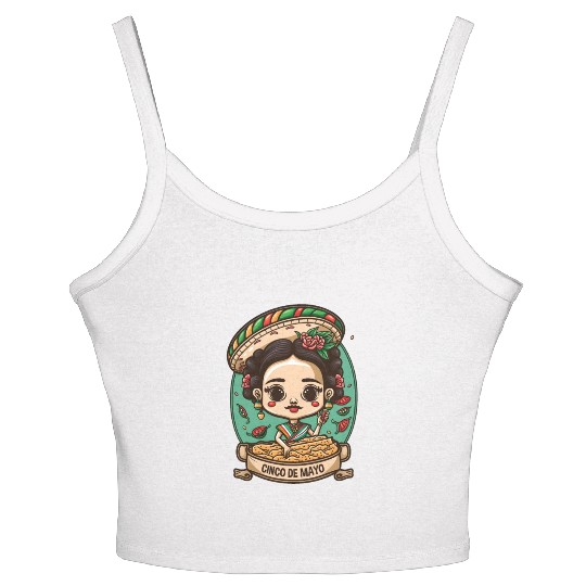 Frida Kahlo & Tacos Funny Cinco De Mayo Mexican Women's Spaghetti Strap Tank Top