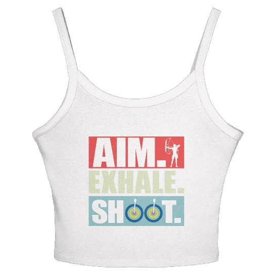 Aim Exhale Shoot. Archery Target Bow & Arrows Women's Spaghetti Strap Tank Top