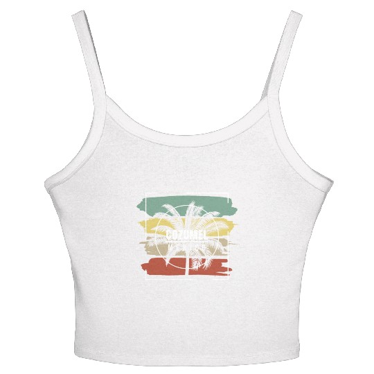 Cozumel Mexico Artistic Palm Tree Retro Women's Spaghetti Strap Tank Top