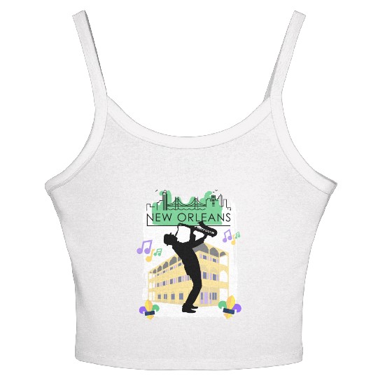 Mardi Gras New Orleans Louisiana City Jazz Music Women's Spaghetti Strap Tank Top