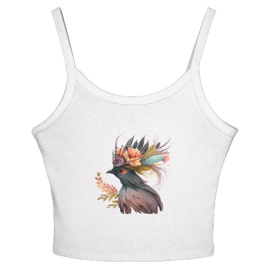 Cute Bird Of Paradise Bird Flower Crown Pet Birds Women's Spaghetti Strap Tank Top