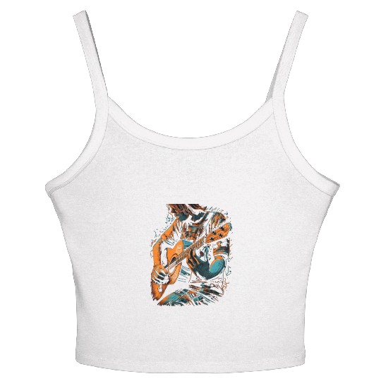 Guitar Player Guitarist Acoustic Music Band Women's Spaghetti Strap Tank Top