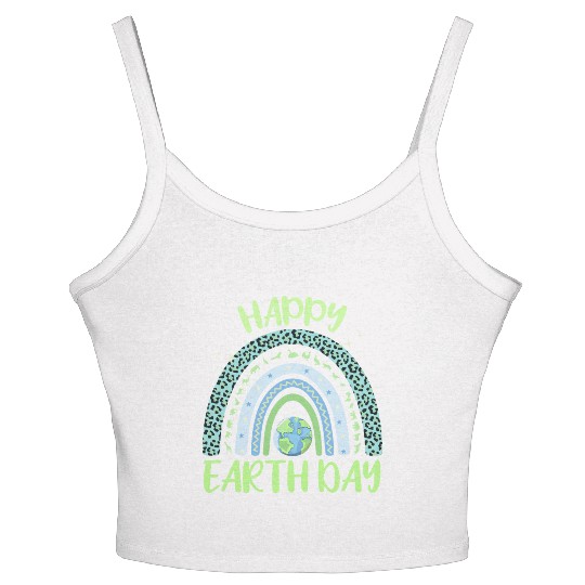 Happy Earth Day Quote With Unique illustration Women's Spaghetti Strap Tank Top