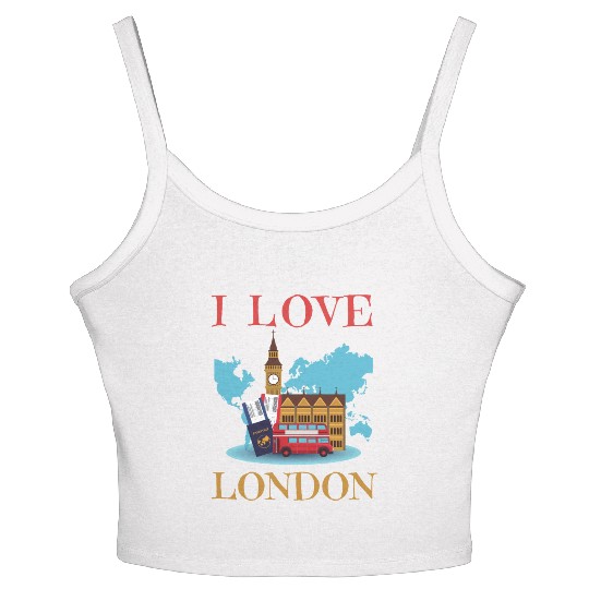 I Love London UK Travel more adventure Exploring Women's Spaghetti Strap Tank Top